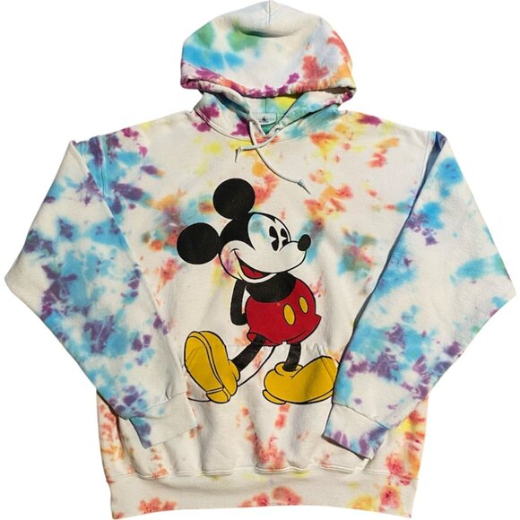 Disney Mickey Mouse Tie Dye Hoodie Sweatshirt Size Large - Picture 1 of 6